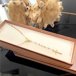 Isabella M rosary gold tone sterling silver necklace